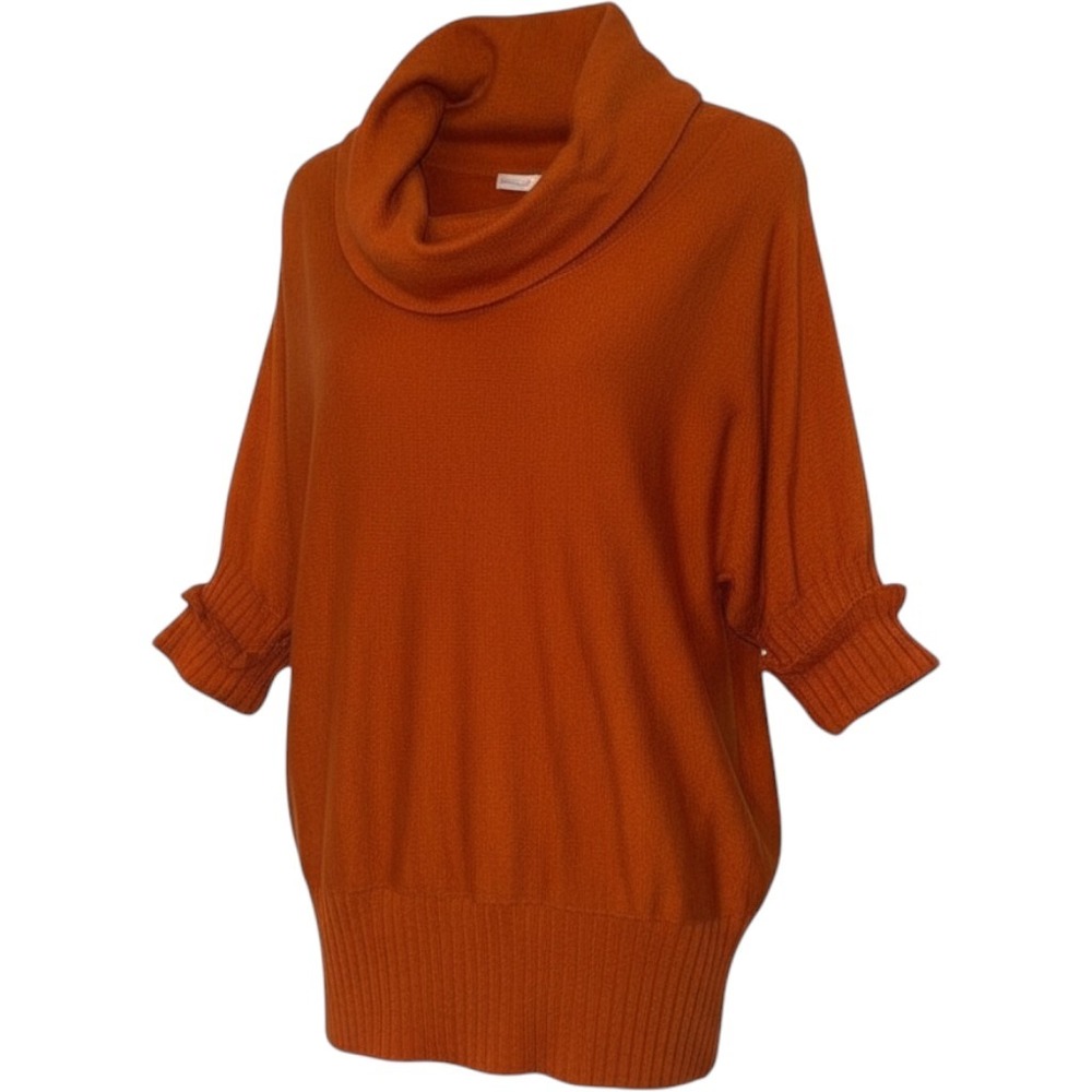 Kim Rogers Cowl Neck Oversized Rust Burnt Orange Sweater Womens XL Kim Rogers